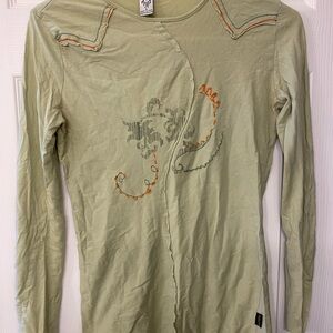 Prana Light Green Top with Orange Stitching